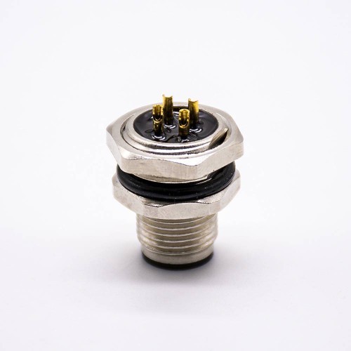 Connector M12 4 Pin A Code Male Shiled Blukhead Waterproof Panel Receptacles for Cable