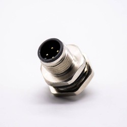 Connector M12 4 Pin A Code Male Shiled Blukhead Waterproof Panel Receptacles for Cable