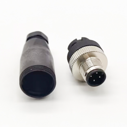 Ethernet M12 Connector Field Wireable Waterproof Straight 4 Pin A Code Unshield Male Plug for Cable