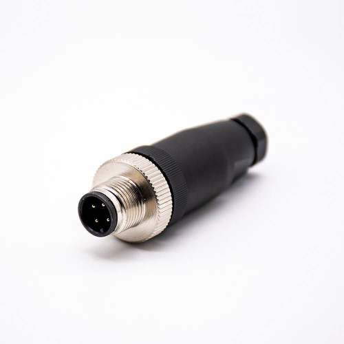 Ethernet M12 Connector Field Wireable Waterproof Straight 4 Pin A Code Unshield Male Plug for Cable