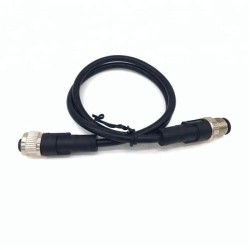 Extension M12 Cordsets 4Pin A-Coding Male To Female Straight Connector Molded 0.5M AWG22 PVC Black Cable