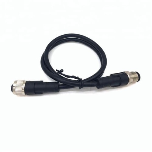 Extension M12 Cordsets 4Pin A-Coding Male To Female Straight Connector Molded 0.5M AWG22 PVC Black Cable