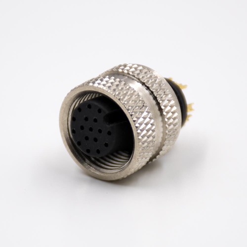 Female Connector M12 17 Pin Straight A Coded Injection molding Connector Overmolded Solder For Cable Non-Shield