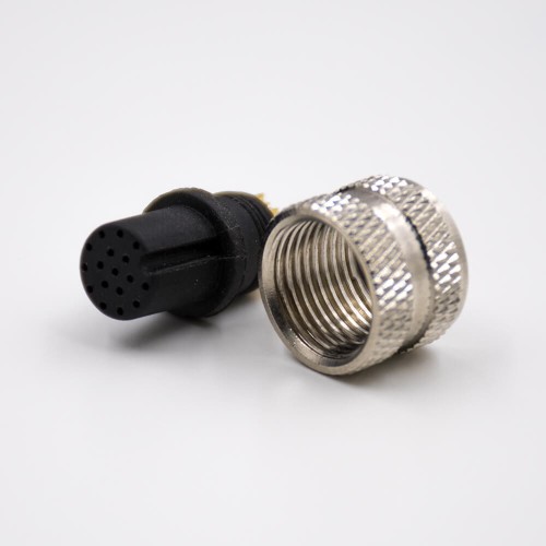 Female Connector M12 17 Pin Straight A Coded Injection molding Connector Overmolded Solder For Cable Non-Shield