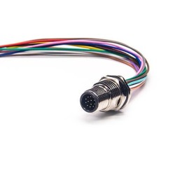 M12 12 Position Sensor Cables Actuator Cables 12Pin Male Panel Mount Socket With Wires AWG26 30CM