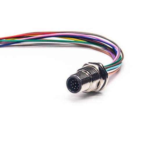 M12 12 Position Sensor Cables Actuator Cables 12Pin Male Panel Mount Socket With Wires AWG26 30CM