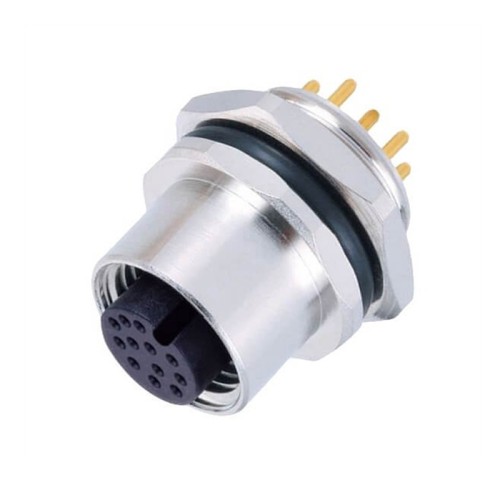 M12 12Pin Connector A-Code Female PCB Mount Receptacle Rear Mounting Type