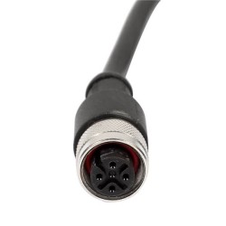 M12 4 Core A-Coding Female Straight Connector Molded 1.5M AWG22 PVC Black Cable Single Ended
