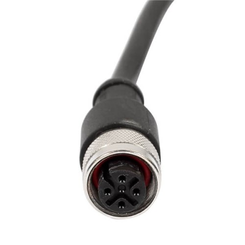 M12 4 Core A-Coding Female Straight Connector Molded 1.5M AWG22 PVC Black Cable Single Ended