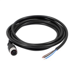 M12 4 Core A-Coding Female Straight Connector Molded 1.5M AWG22 PVC Black Cable Single Ended
