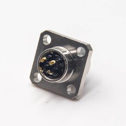 M12 4 Pin A Code Female Shiled Flange Rear Blukhead Solder Type Aviation Waterproof Connector