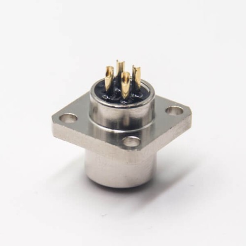 M12 4 Pin A Code Female Shiled Flange Rear Blukhead Solder Type Aviation Waterproof Connector