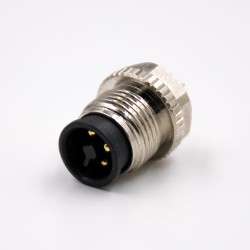 M12 4 Pin Connector Injection molding Connector T Coded Male Straight Solder For Cable Non-Shield