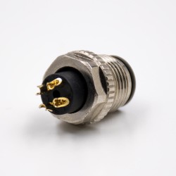 M12 4 Pin Connector Injection molding Connector T Coded Male Straight Solder For Cable Non-Shield