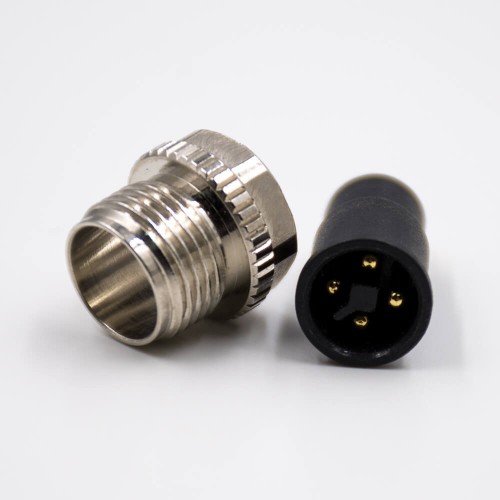 M12 4 Pin Connector Injection molding Connector T Coded Male Straight Solder For Cable Non-Shield