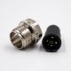 M12 4 Pin Connector Injection molding Connector T Coded Male Straight Solder For Cable Non-Shield