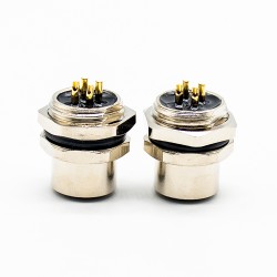 M12 4 Pin Panel Receptacles A Coded Straight Waterproof Shiled Female Rear Bulkhead Solder type Cable