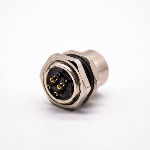 M12 4 Pin Panel Receptacles A Coded Straight Waterproof Shiled Female Rear Bulkhead Solder type Cable