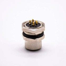 M12 4 Pin Panel Receptacles A Coded Straight Waterproof Shiled Female Rear Bulkhead Solder type Cable