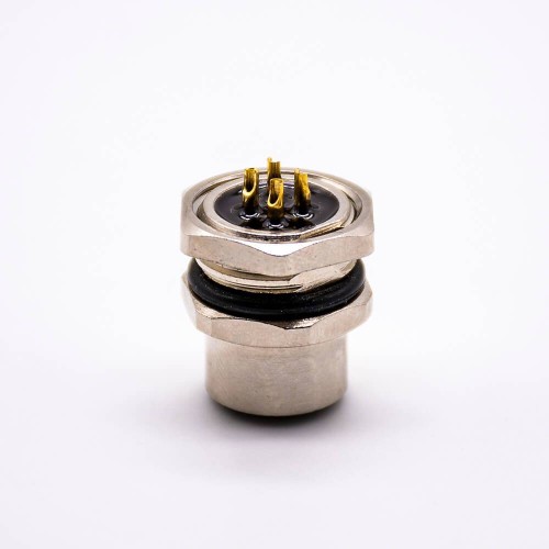 M12 4 Pin Panel Receptacles A Coded Straight Waterproof Shiled Female Rear Bulkhead Solder type Cable