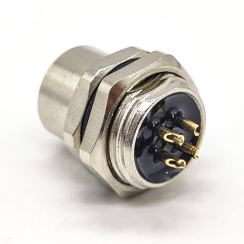 M12 4 Pin Panel Receptacles A Coded Straight Waterproof Shiled Female Rear Bulkhead Solder type Cable
