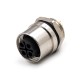M12 4 Pin S Code Cable Female Straight Back Mount Panel Receptacles Solder Type Waterproof Shiled