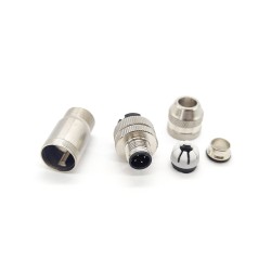 M12 4 Position D-Code Shielded Field Termination Connectors For Cable Assembly