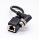 M12 4pin Connector Male Angled to RJ45 female Cable Cordsets 0.2Meter