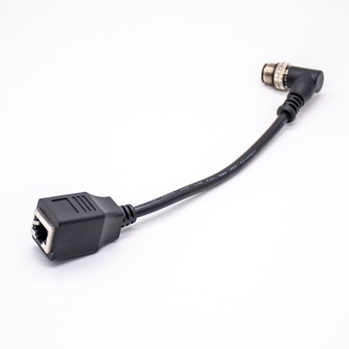 M12 4pin Connector Male Angled to RJ45 female Cable Cordsets 0.2Meter