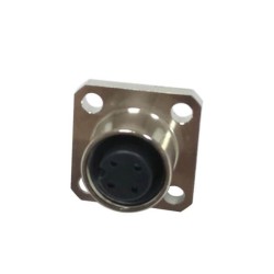 M12 4Pin Panel Mount 4 Hole-Flange Female 180°Solder type A Code Shiled Connector
