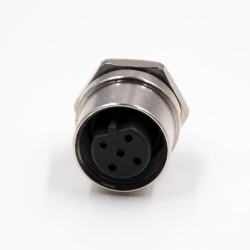 M12 5 Pin B Coded Female Straight Waterproof Rear Bulkhead Panel Receptacles Cable Solder Type Shiled
