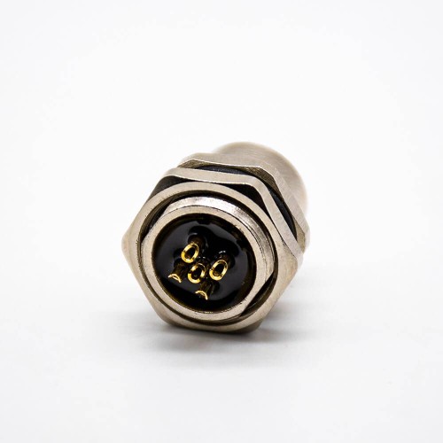 M12 5 Pin Cable A-Coding Female Straight Back Mount Panel Receptacles Waterproof Solder Type