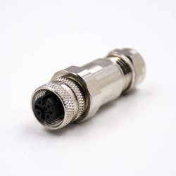 M12 5 Pin Connector Female Straight Shield Field Wireable Connector Crimp Type for Cable