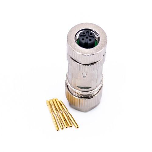M12 5 Pin Connector Female Straight Shield Field Wireable Connector Crimp Type for Cable