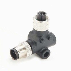 M12 5Pin L Type Adapter A Code 5 Pin Male to Female Adapter Waterproof Adapter