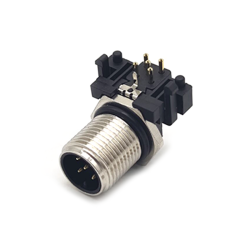 M12 5Pin Male A Code Connector Right Angled for PCB Contacts Panel Mount Receptacle Shieded