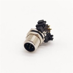 M12 5Pin Male A Code Connector Right Angled for PCB Contacts Panel Mount Receptacle Shieded