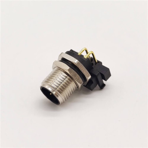 M12 5Pin Male A Code Connector Right Angled for PCB Contacts Panel Mount Receptacle Shieded