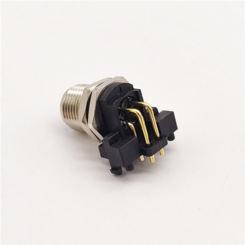 M12 5Pin Male A Code Connector Right Angled for PCB Contacts Panel Mount Receptacle Shieded