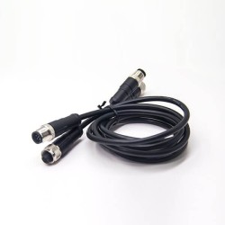 M12 6 Pin Female Connector Code A to Male Cable Cordset 0.5M AWG22