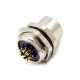 M12 8 Pin Bulkhead Connector Panel Receptacles A Coded Straight Female Back Mount Cable Solder Type Waterproof Shiled