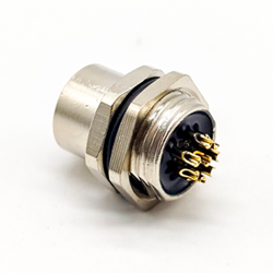 M12 8 Pin Bulkhead Connector Panel Receptacles A Coded Straight Female Back Mount Cable Solder Type Waterproof Shiled