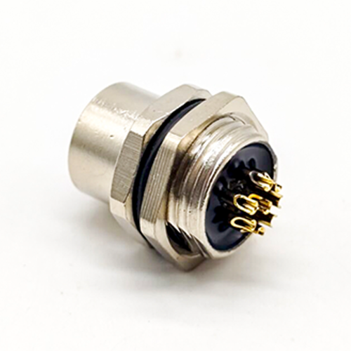 M12 8 Pin Bulkhead Connector Panel Receptacles A Coded Straight Female Back Mount Cable Solder Type Waterproof Shiled