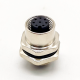 M12 8 Pin Bulkhead Connector Panel Receptacles A Coded Straight Female Back Mount Cable Solder Type Waterproof Shiled
