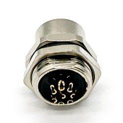 M12 8 Pin Bulkhead Connector Panel Receptacles A Coded Straight Female Back Mount Cable Solder Type Waterproof Shiled