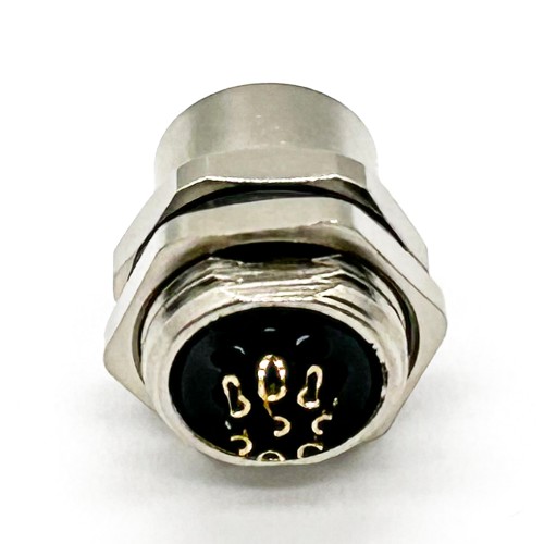 M12 8 Pin Bulkhead Connector Panel Receptacles A Coded Straight Female Back Mount Cable Solder Type Waterproof Shiled