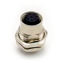 M12 8 Pin Sensor Connector Female Panel Mount PG9 Fixing Thread A Code Waterproof 10Pcs