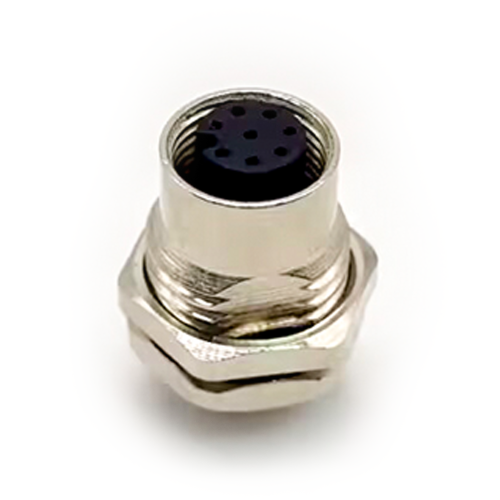 M12 8 Pin Sensor Connector Female Panel Mount PG9 Fixing Thread A Code Waterproof 10Pcs
