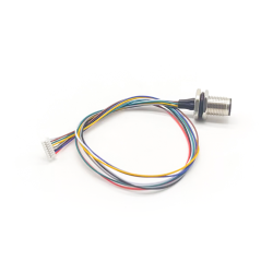 M12 8Pin Male Panel Mount Connector A Code With Terminal Wires 30CM AWG24 for the Signal and DC Power Transmition Shield