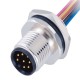 M12 8pin Panel Rear Mount Circular Connector With Electronic Wires50CM AWG24 for Factory Automation A Code